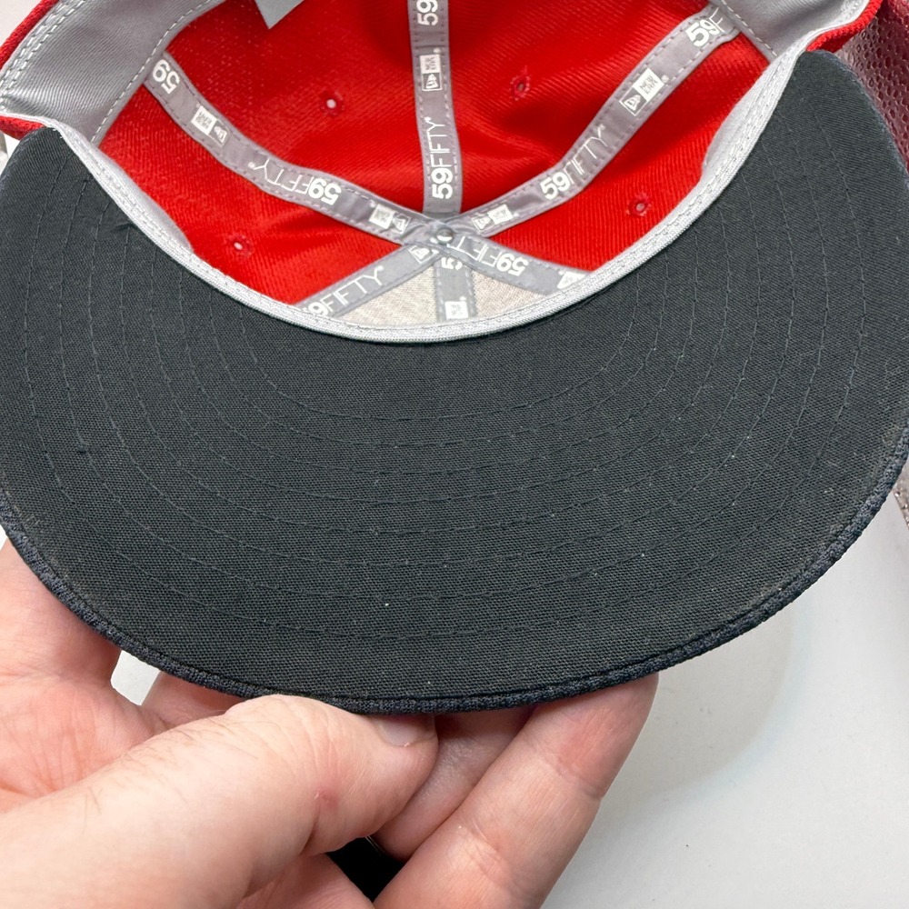 New Era Los Angeles Angels Hat 59FIFTY Low Profile Fitted 7 5/8 Red Navy MLB Cap - Picture 5 of 5